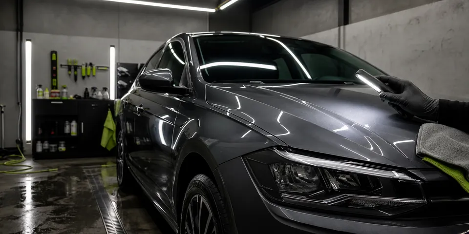 Inspeção da pintura de um carro no projeto demonstrativo Volta Studio